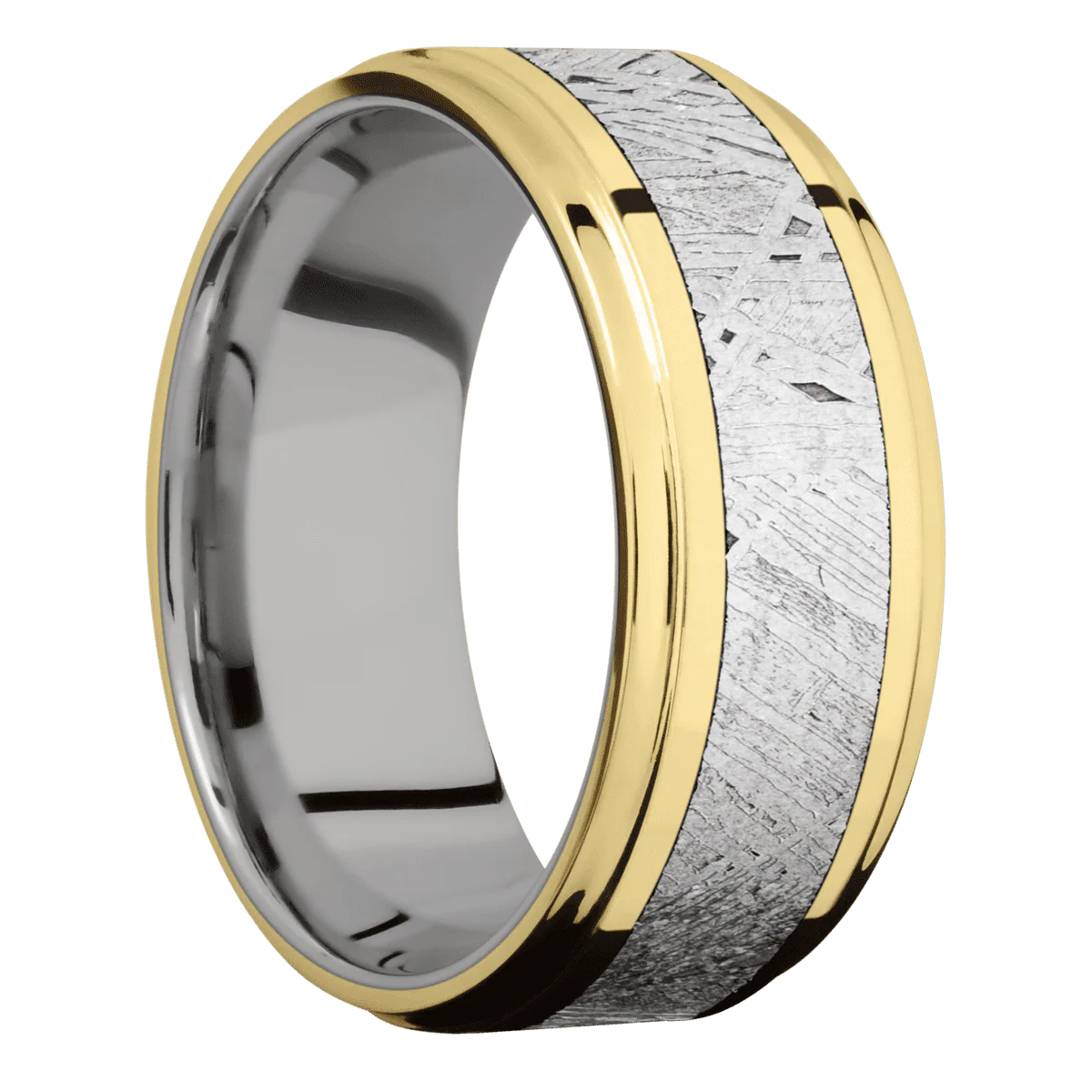 14K Yellow Gold + Polish , Polish Finish + Titanium