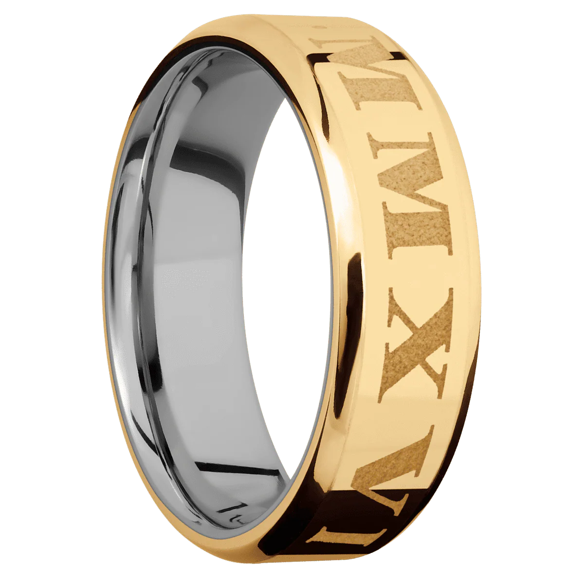 14K Yellow Gold + Polish , Polish Finish + Titanium