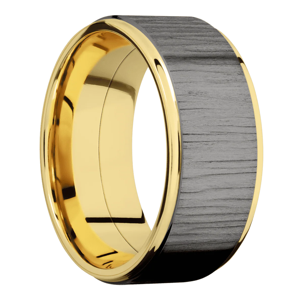 14K Yellow Gold + Polish , Sand Finish