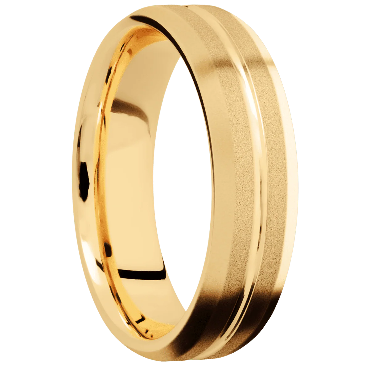14K Yellow Gold + Polish , Sand Finish