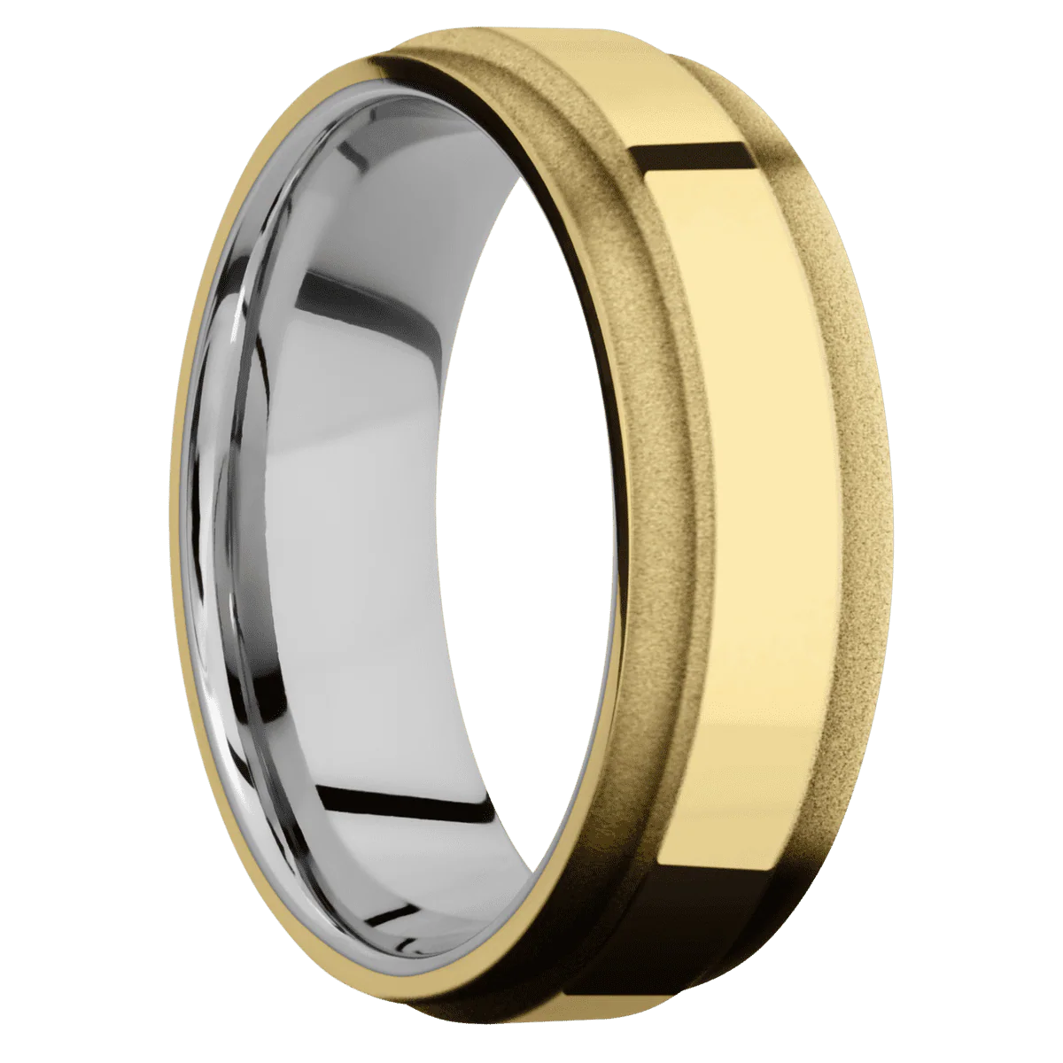 14K Yellow Gold + Polish , Sand Finish + Cobalt Chrome