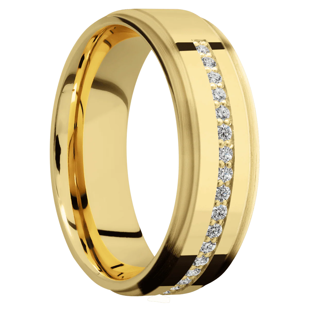 14K Yellow Gold + Polish , Satin Finish