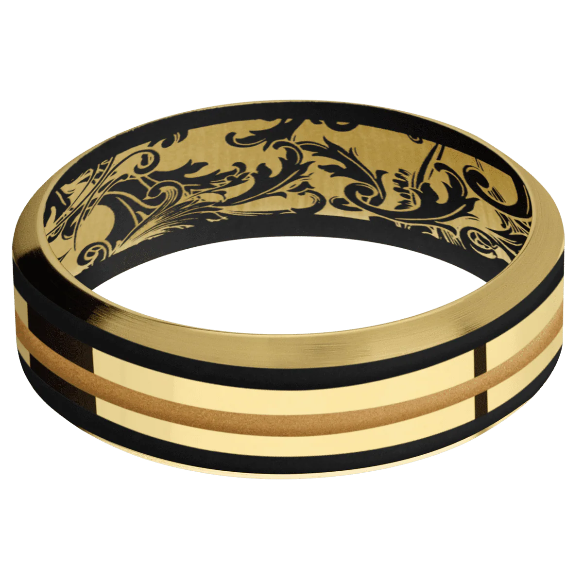14K Yellow Gold + Polish , Satin Finish + Black - Image 3