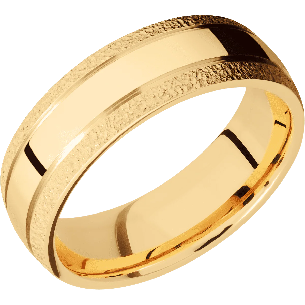 14K Yellow Gold + Polish , Stipple Finish - Image 2