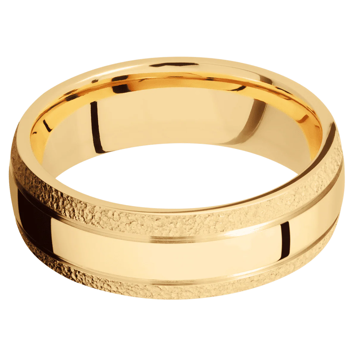 14K Yellow Gold + Polish , Stipple Finish - Image 3