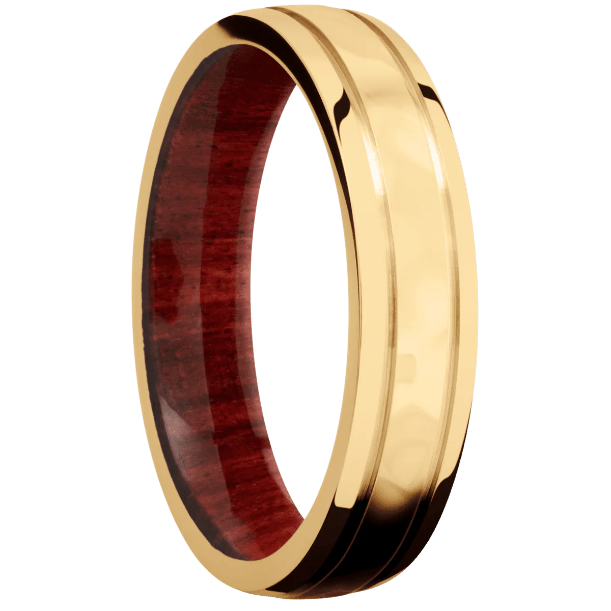 14K Yellow Gold + Rockpolish , Polish Finish + Red Heart