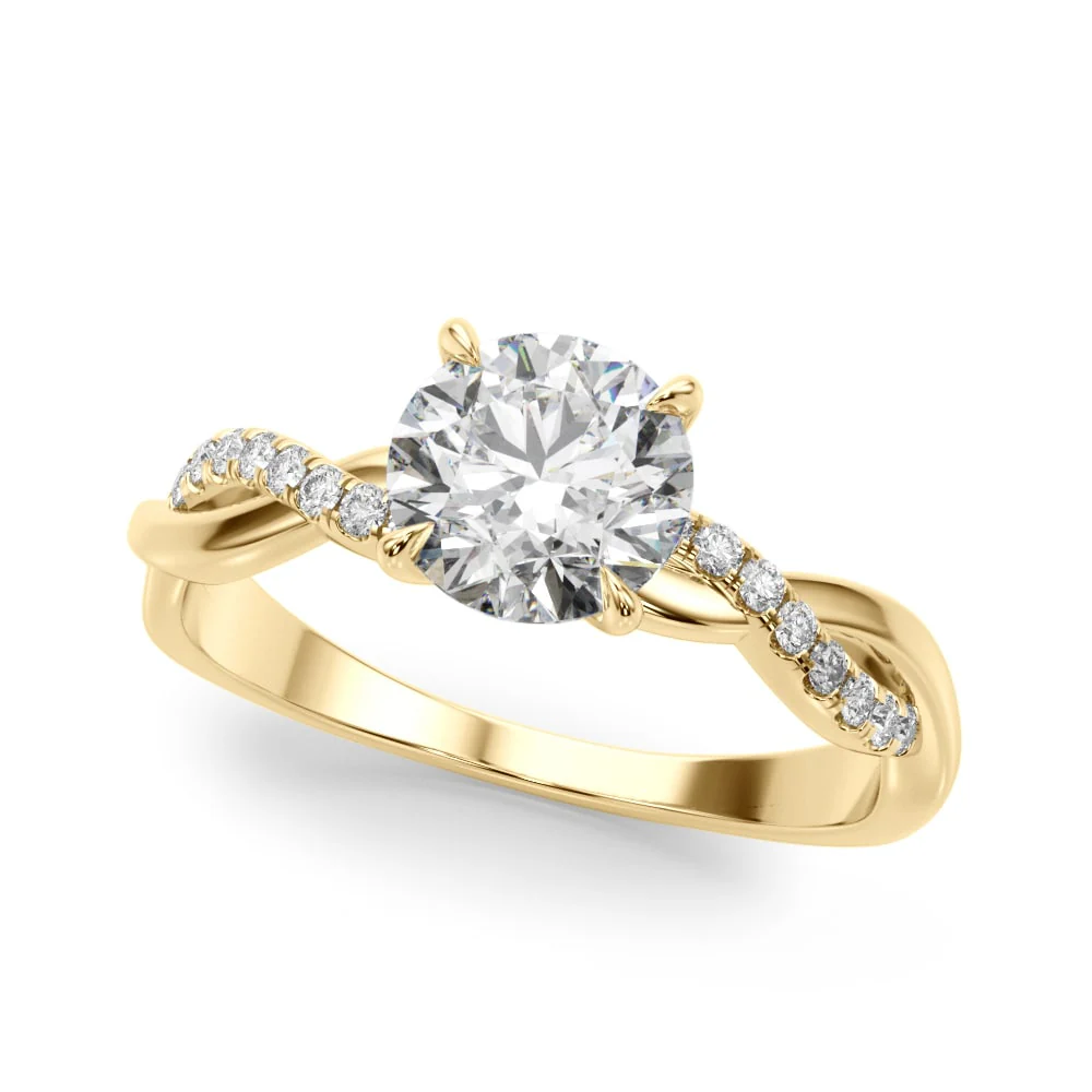14K Yellow Gold Round Diamond Engagement Ring