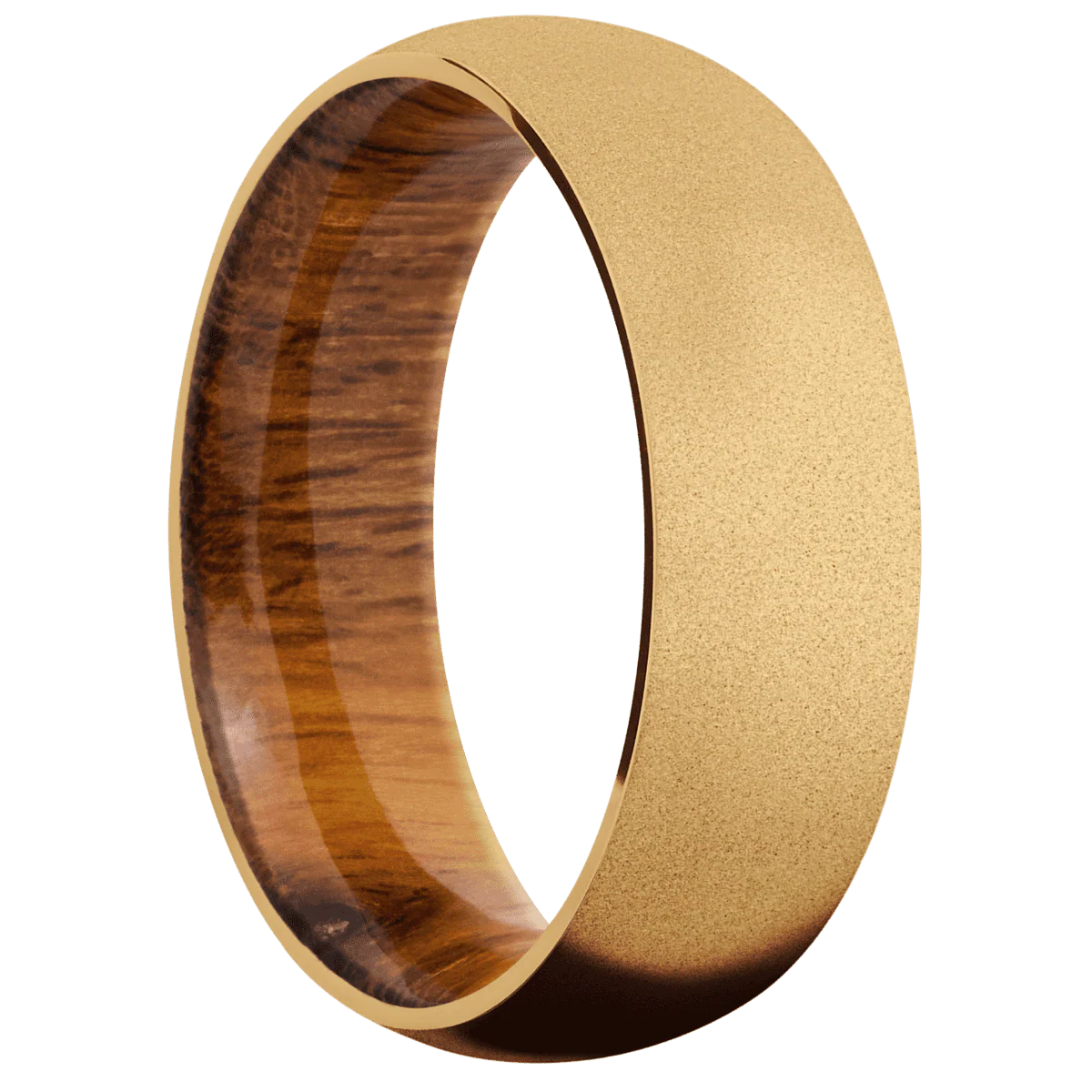14K Yellow Gold + Sand Finish + Desert Iron Wood
