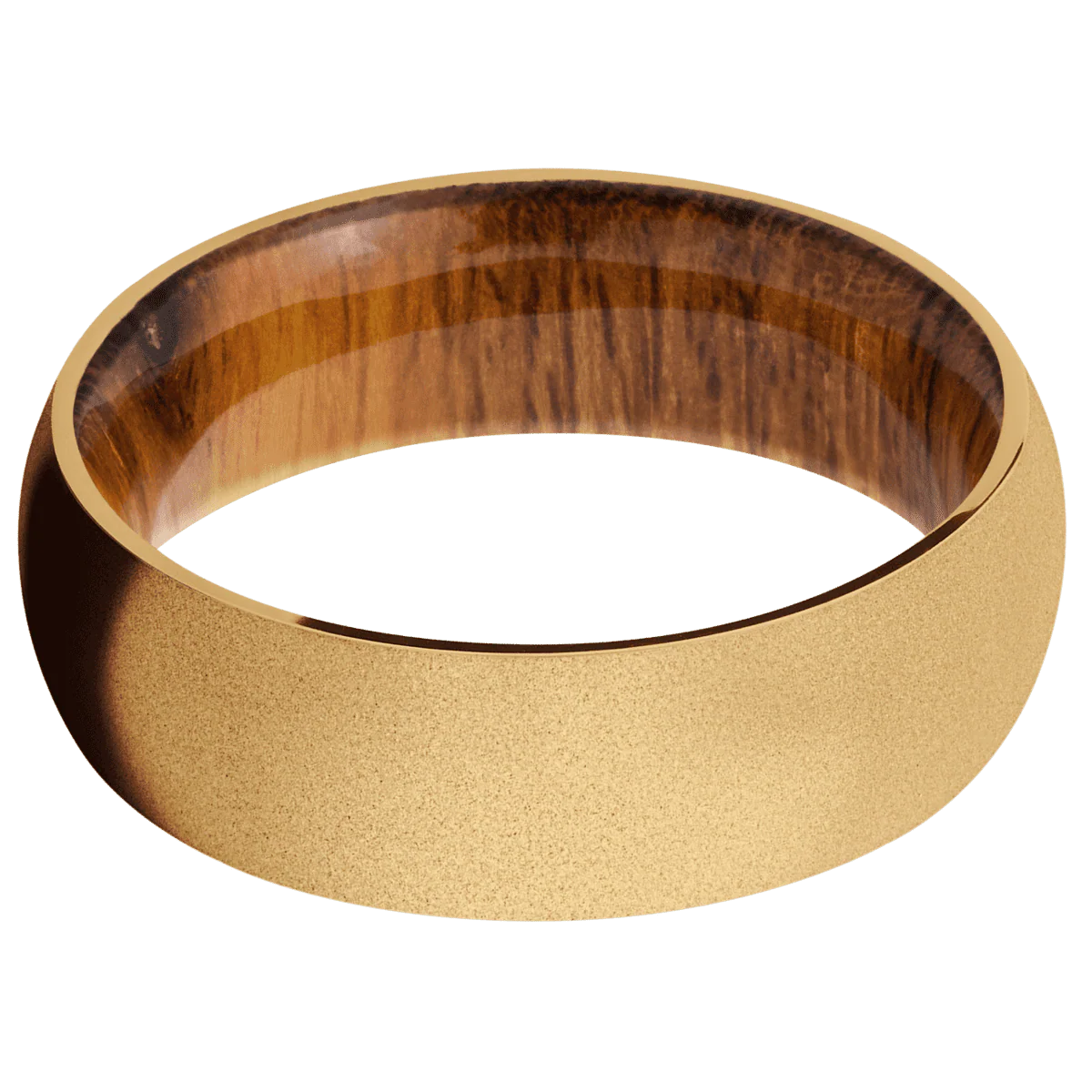 14K Yellow Gold + Sand Finish + Desert Iron Wood - Image 3