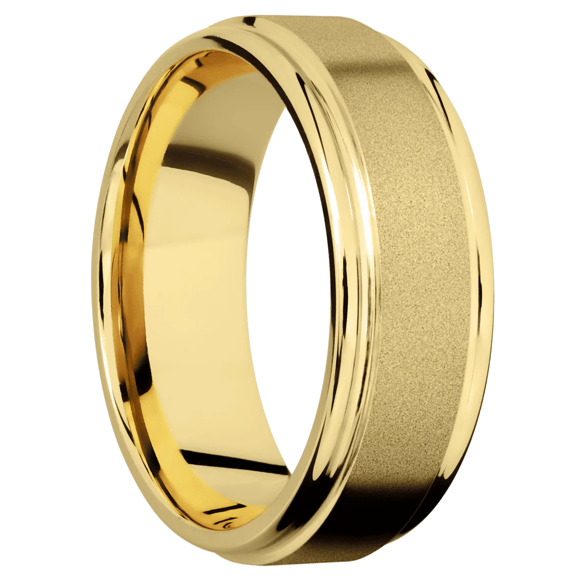 14K Yellow Gold + Sand , Polish Finish