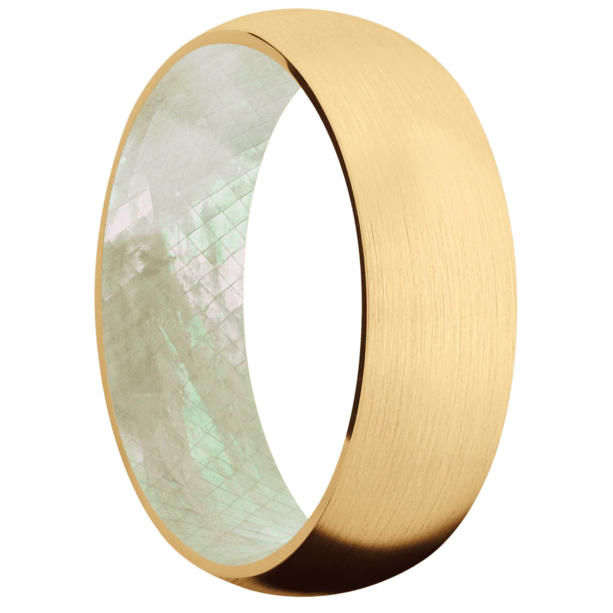 14K Yellow Gold + Satin Finish + Freshwater Mother of Pearl