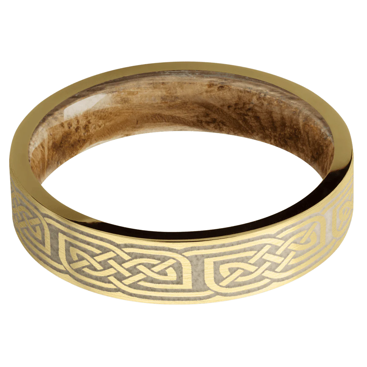14K Yellow Gold + Satin Finish + Whiskey Barrel - Image 3