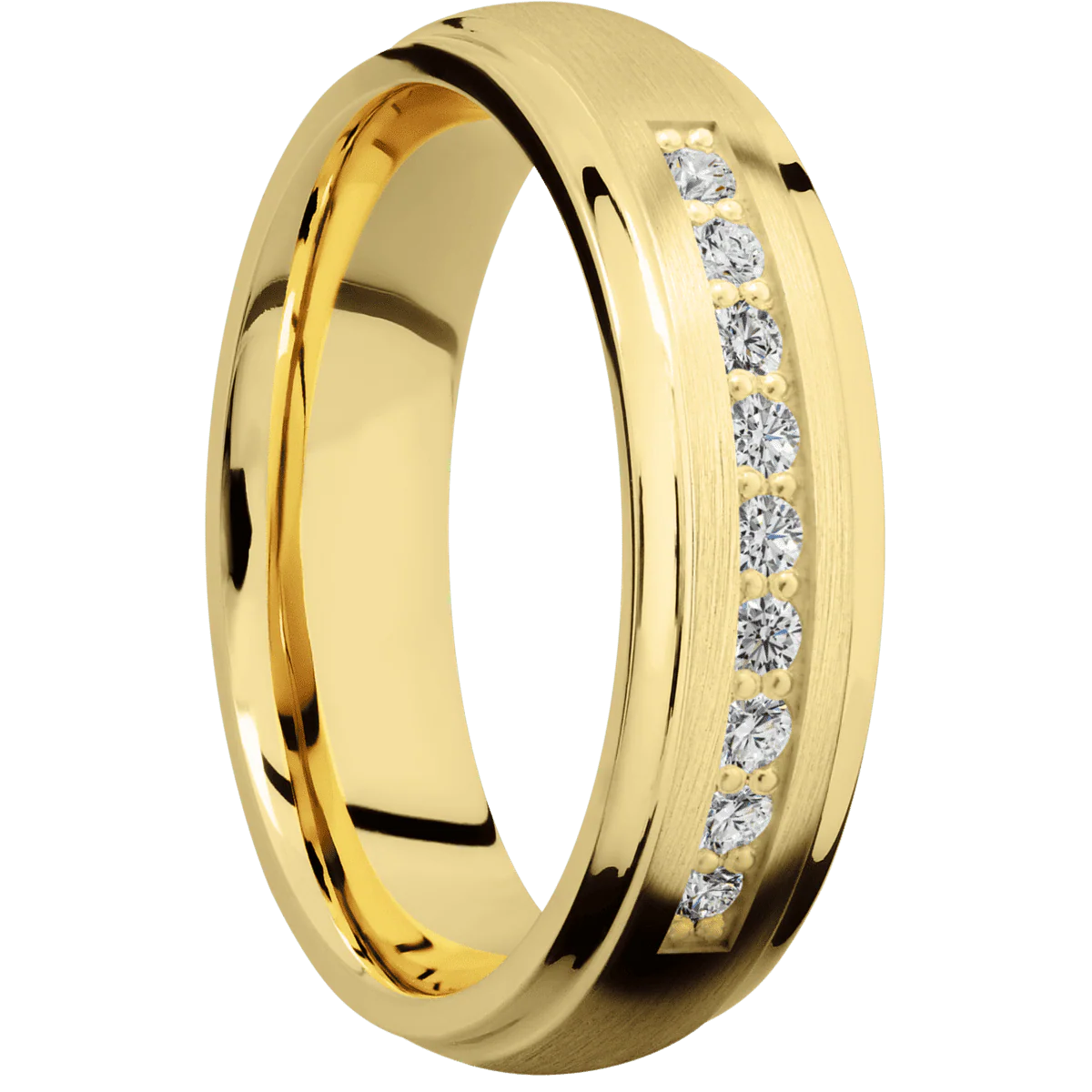 14K Yellow Gold + Satin , Polish Finish