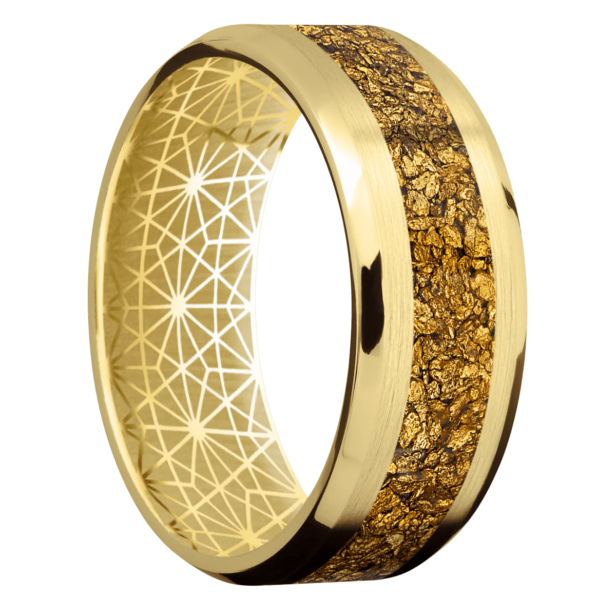 14K Yellow Gold + Satin , Polish Finish
