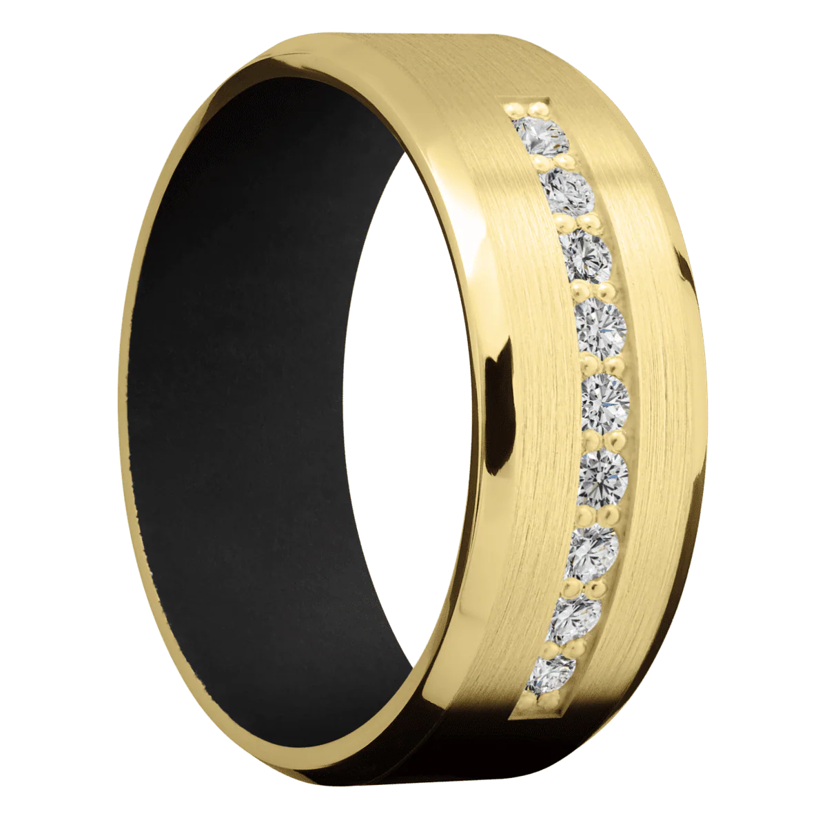 14K Yellow Gold + Satin , Polish Finish + Black