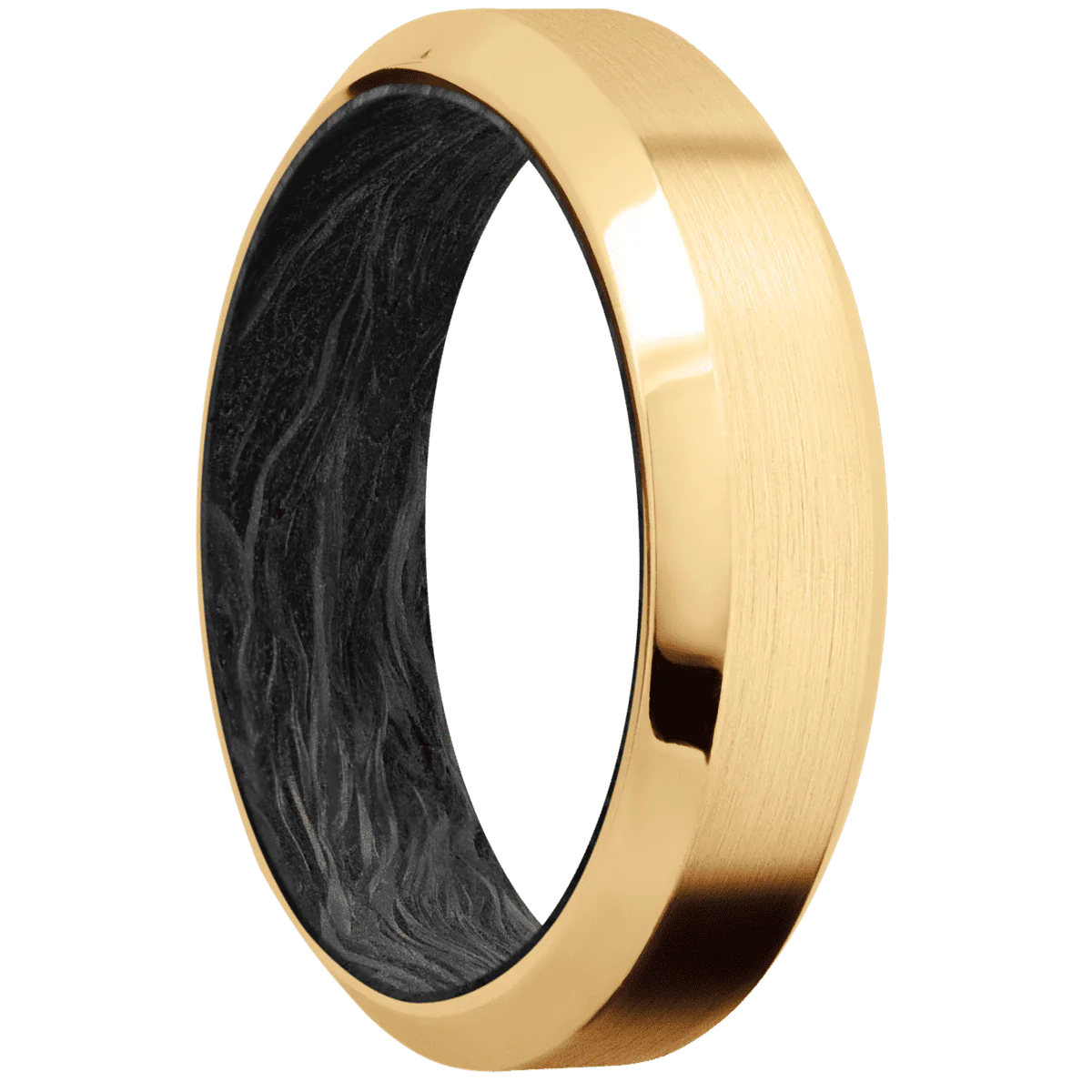 14K Yellow Gold + Satin , Polish Finish + Forged Carbon Fiber