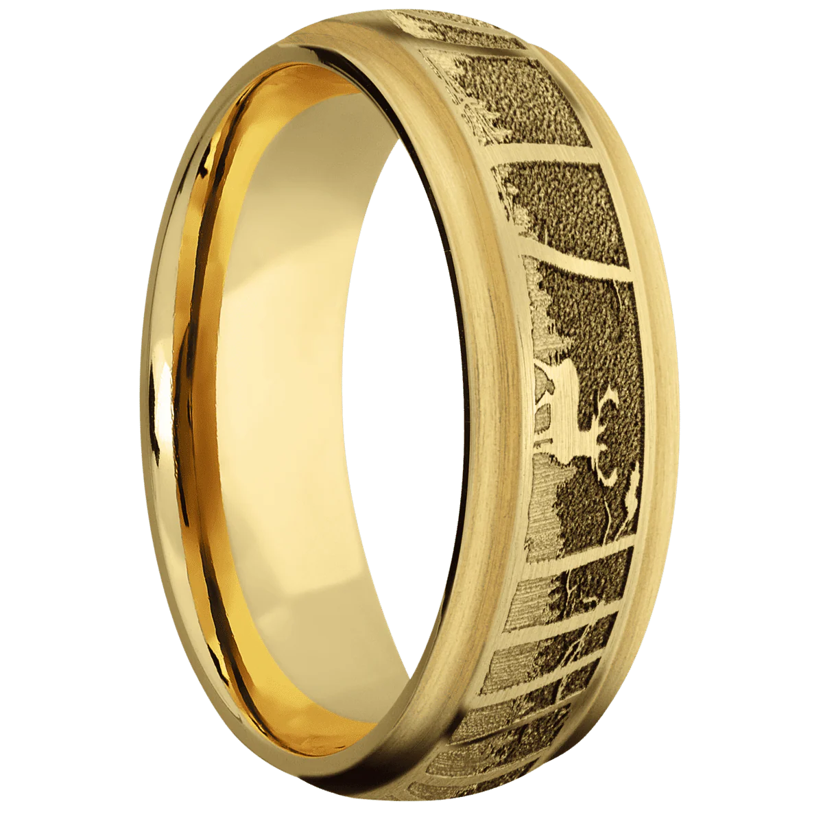 14K Yellow Gold + Satin , Satin Finish