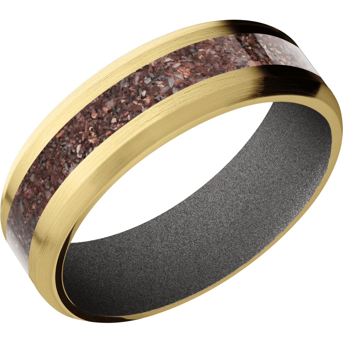 14K Yellow Gold + Satin , Satin Finish + Gun Metal Grey - Image 2