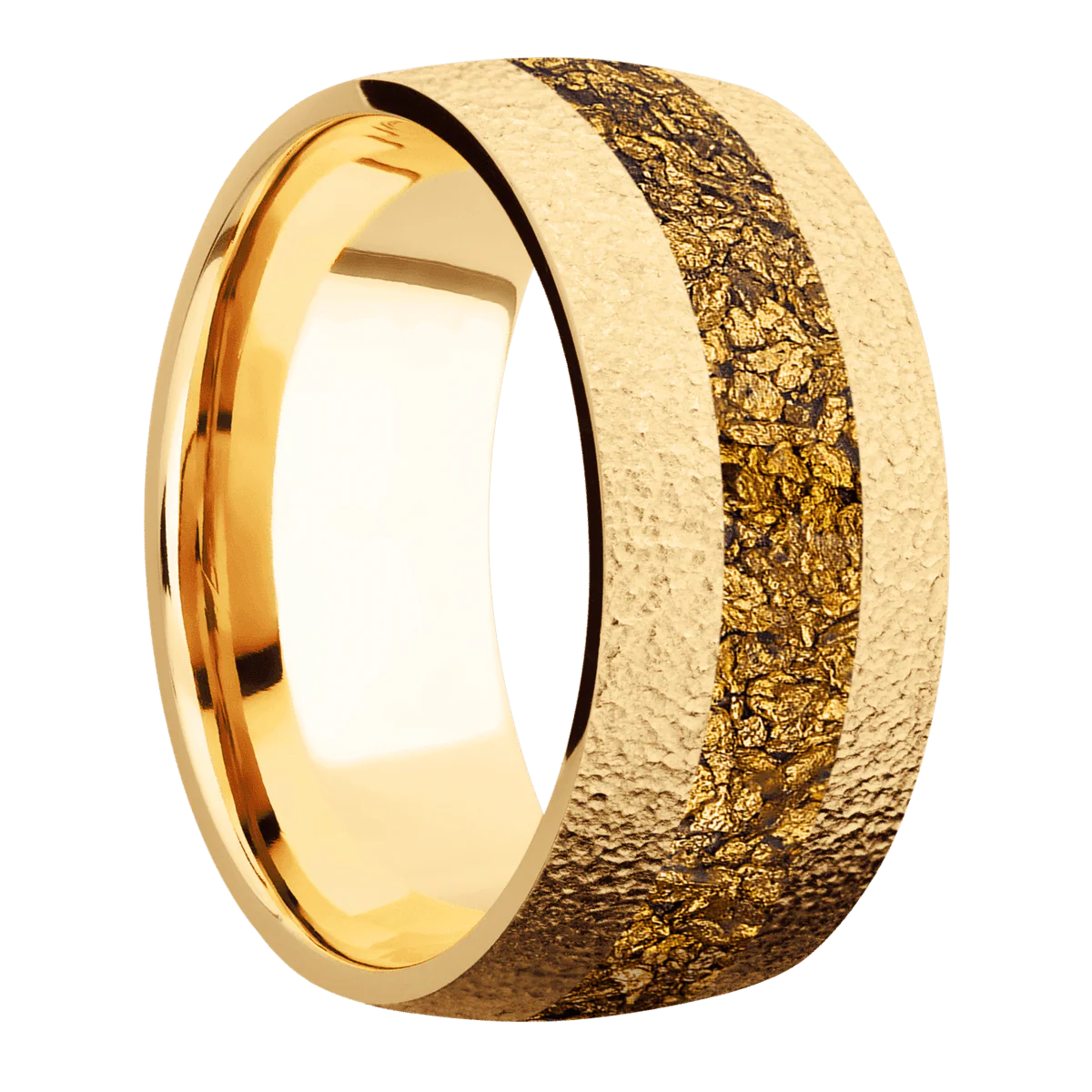14K Yellow Gold + Stipple Finish