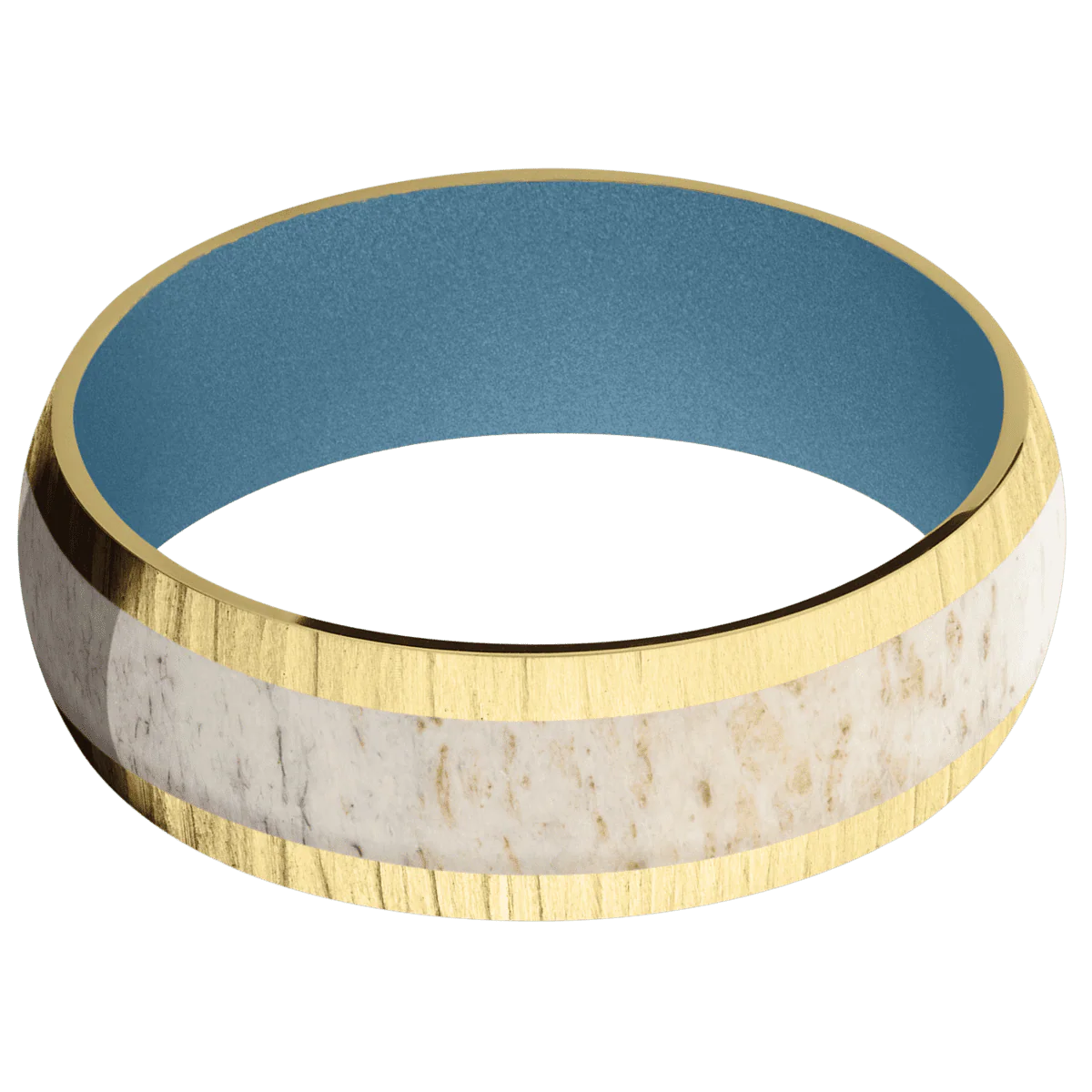 14K Yellow Gold + Treebark1 Finish + Polar Blue - Image 3