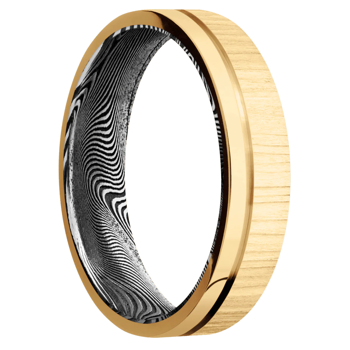 14K Yellow Gold + Treebark1 , Polish Finish + Tightweave