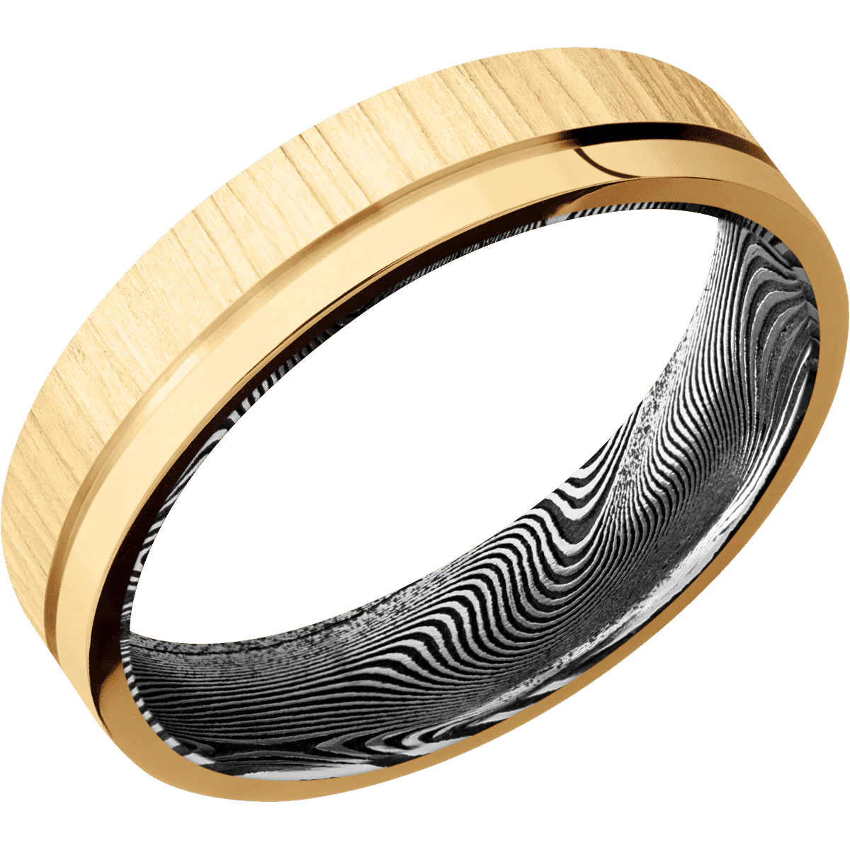 14K Yellow Gold + Treebark1 , Polish Finish + Tightweave - Image 2