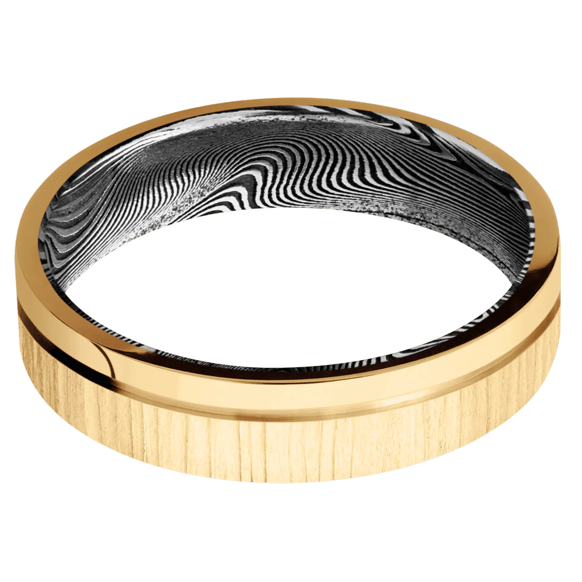 14K Yellow Gold + Treebark1 , Polish Finish + Tightweave - Image 3