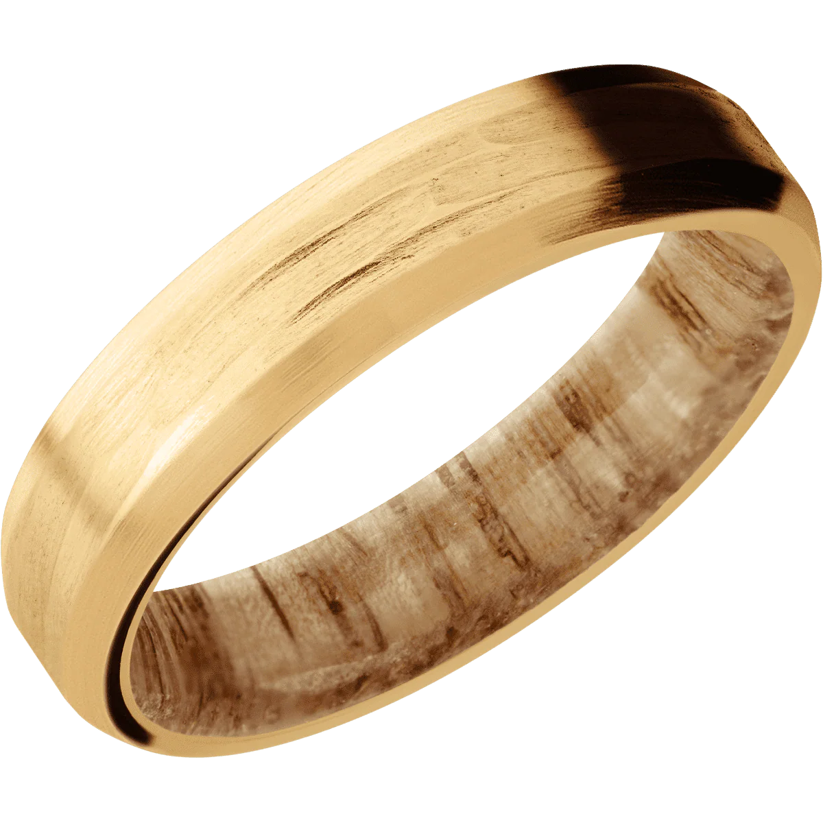 14K Yellow Gold + Treebarkh , Satin Finish + Natural Oak - Image 2