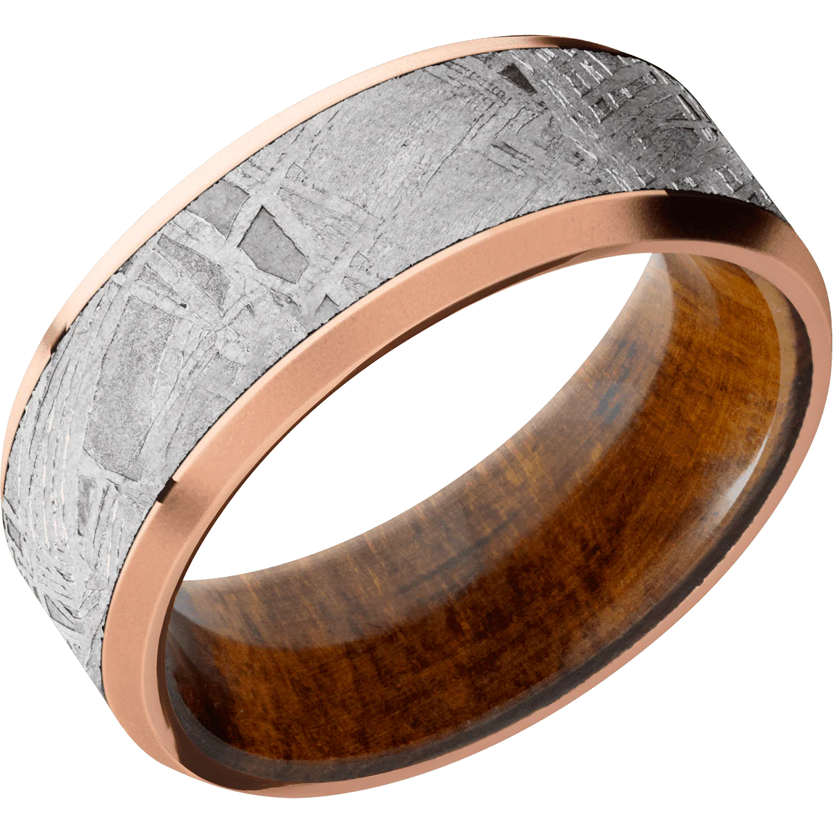 18K Rose Gold + Polish , Bead Finish + Desert Iron Wood - Image 2