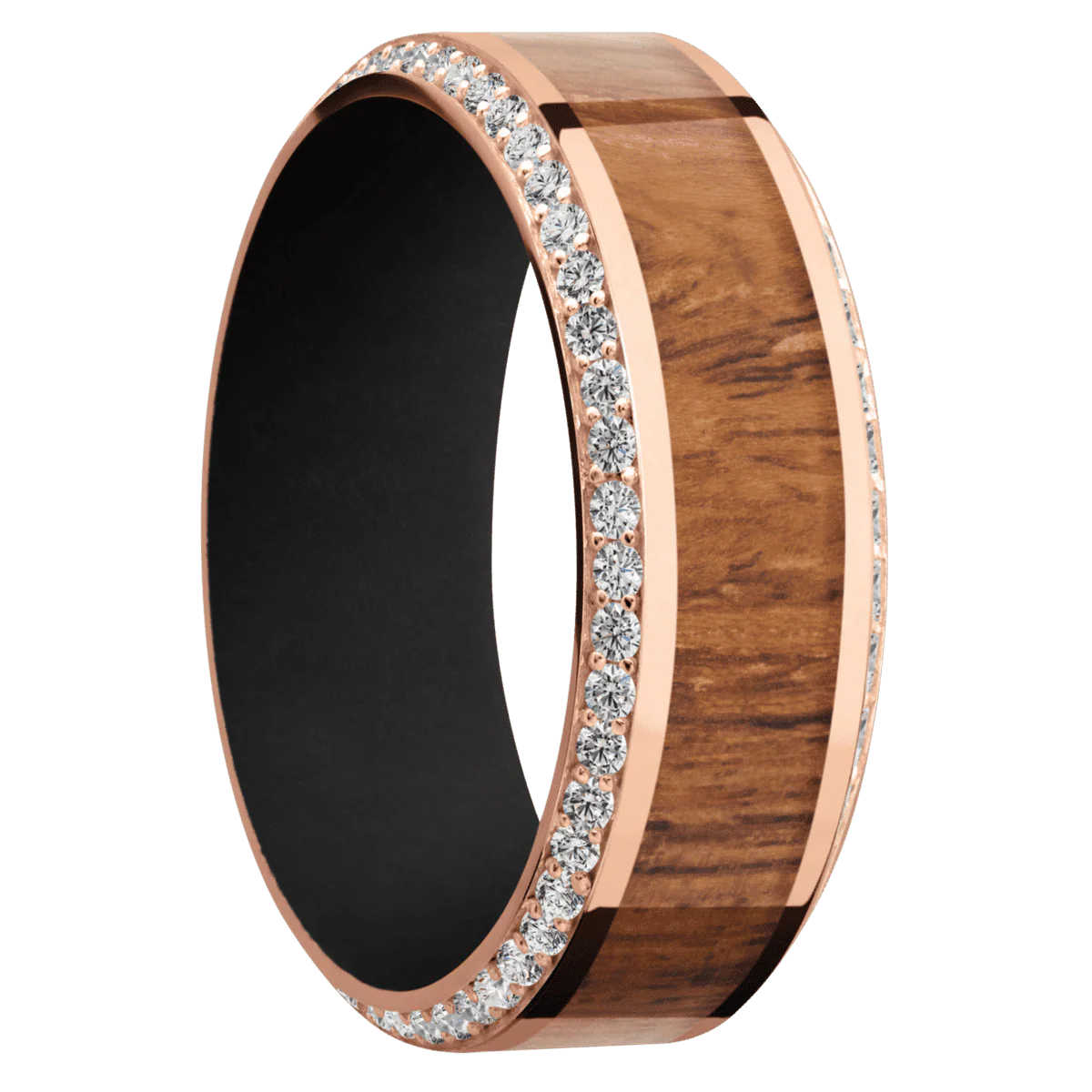 18K Rose Gold + Polish , Polish Finish + Black