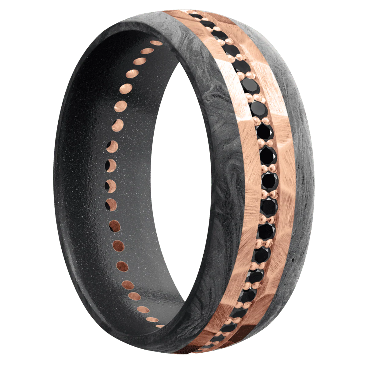 18K Rose Gold + Rock Finish + Dark Grey
