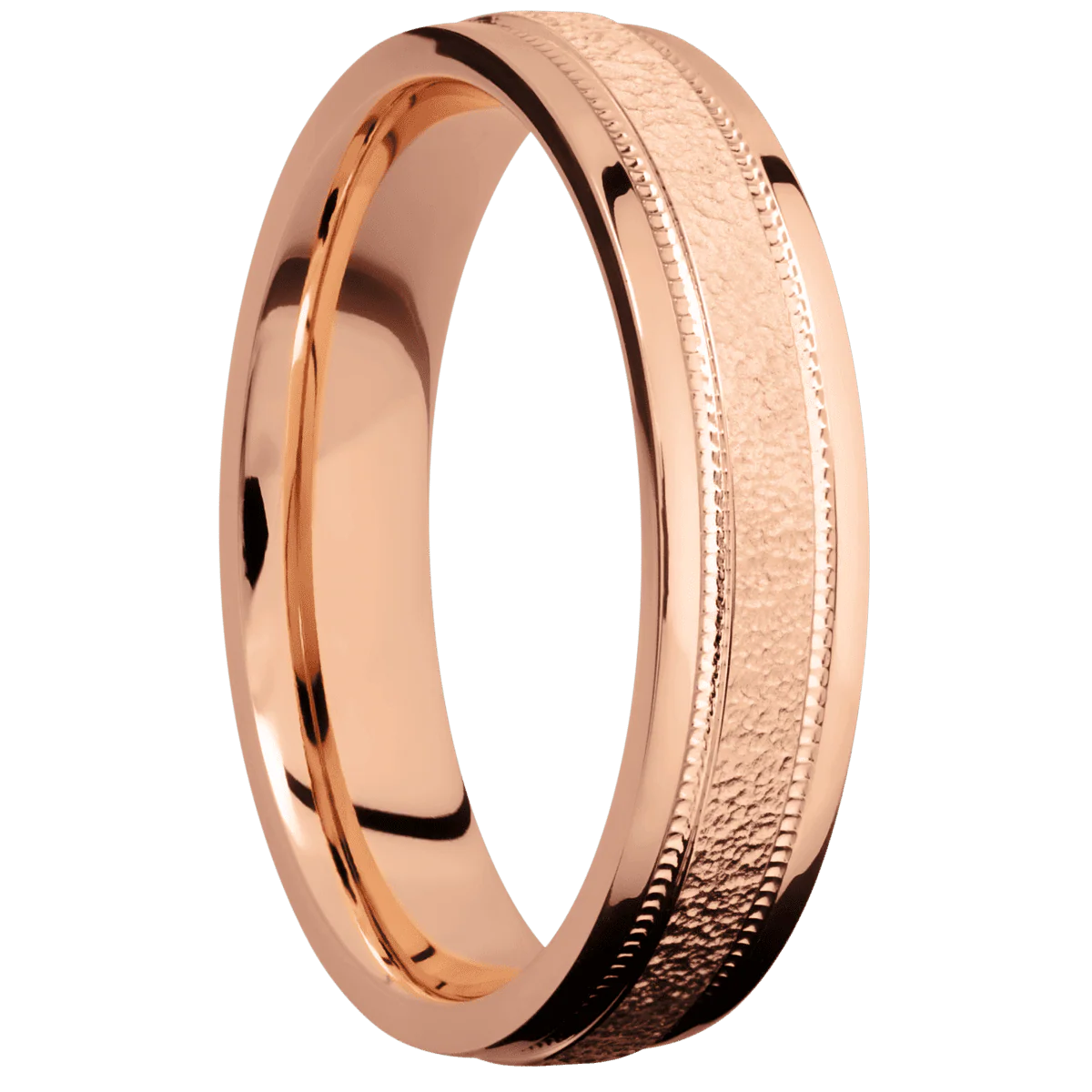 18K Rose Gold + Stipple , Polish Finish