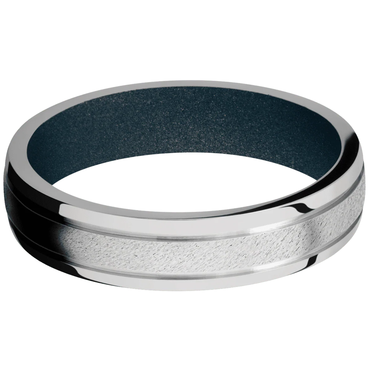 18K White Gold + Anglestone , Polish Finish + Blue Titanium - Image 3