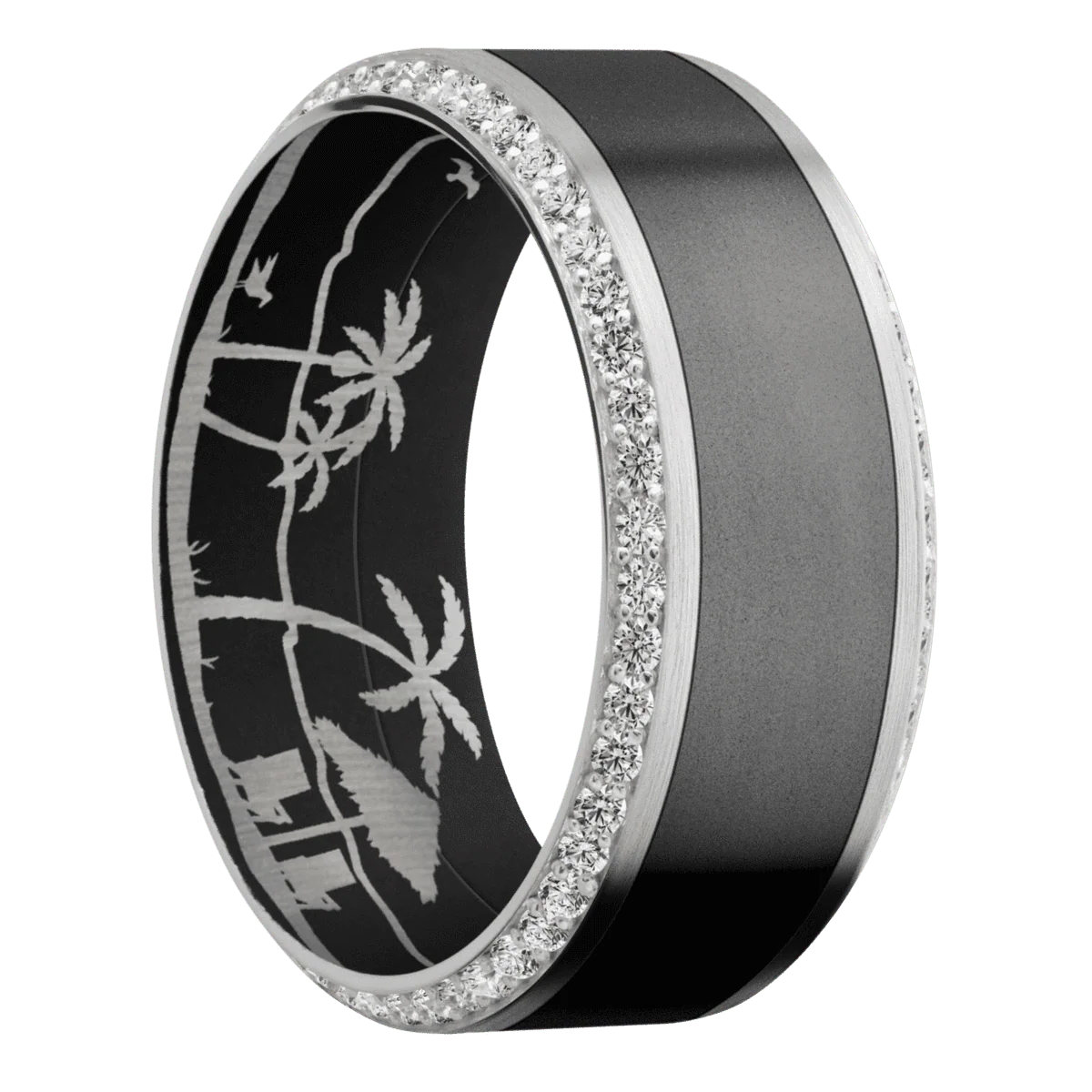 18K White Gold + Satin , Bead Finish + Black