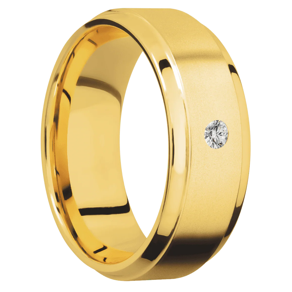 18K Yellow Gold + Bead , Polish Finish