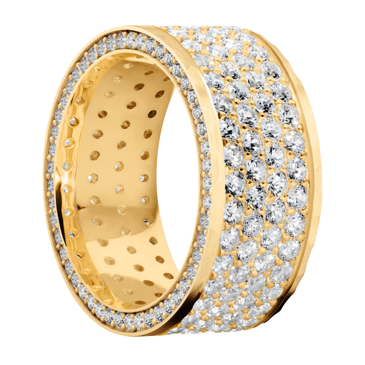 18K Yellow Gold + Hammer Finish