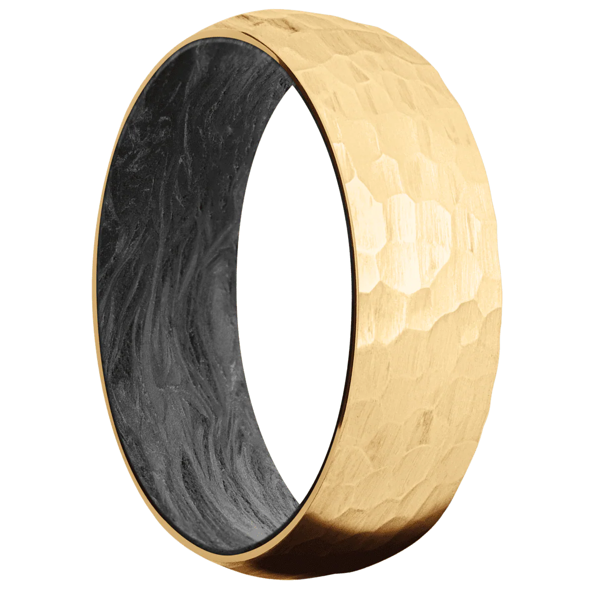 18K Yellow Gold + Hammer Finish + Forged Carbon Fiber