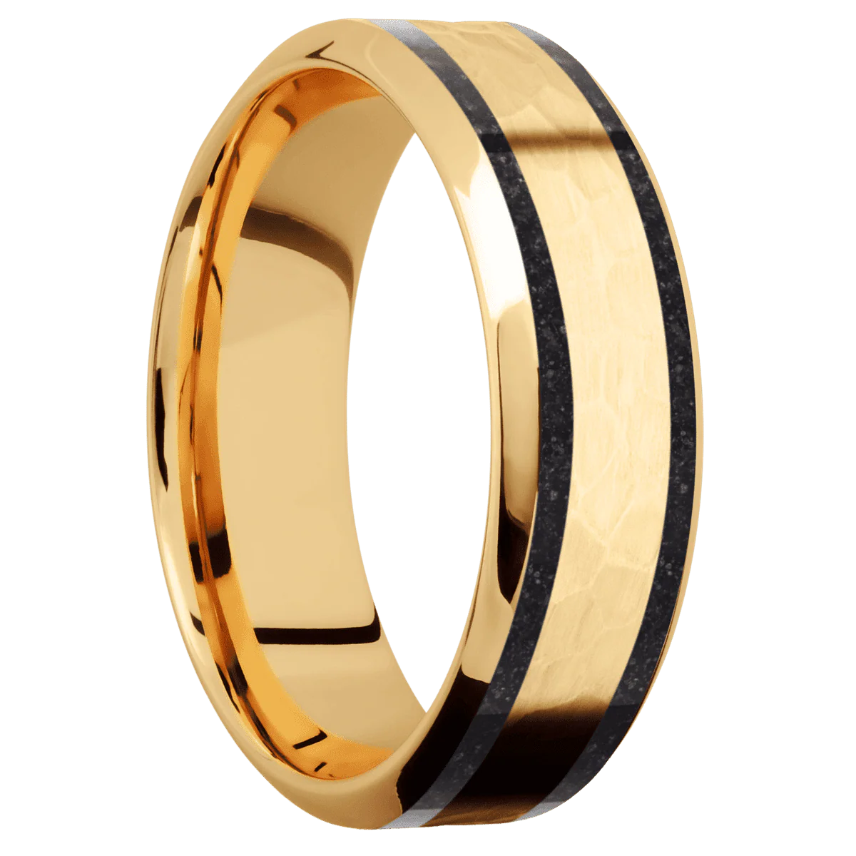 18K Yellow Gold + Hammer , Polish Finish
