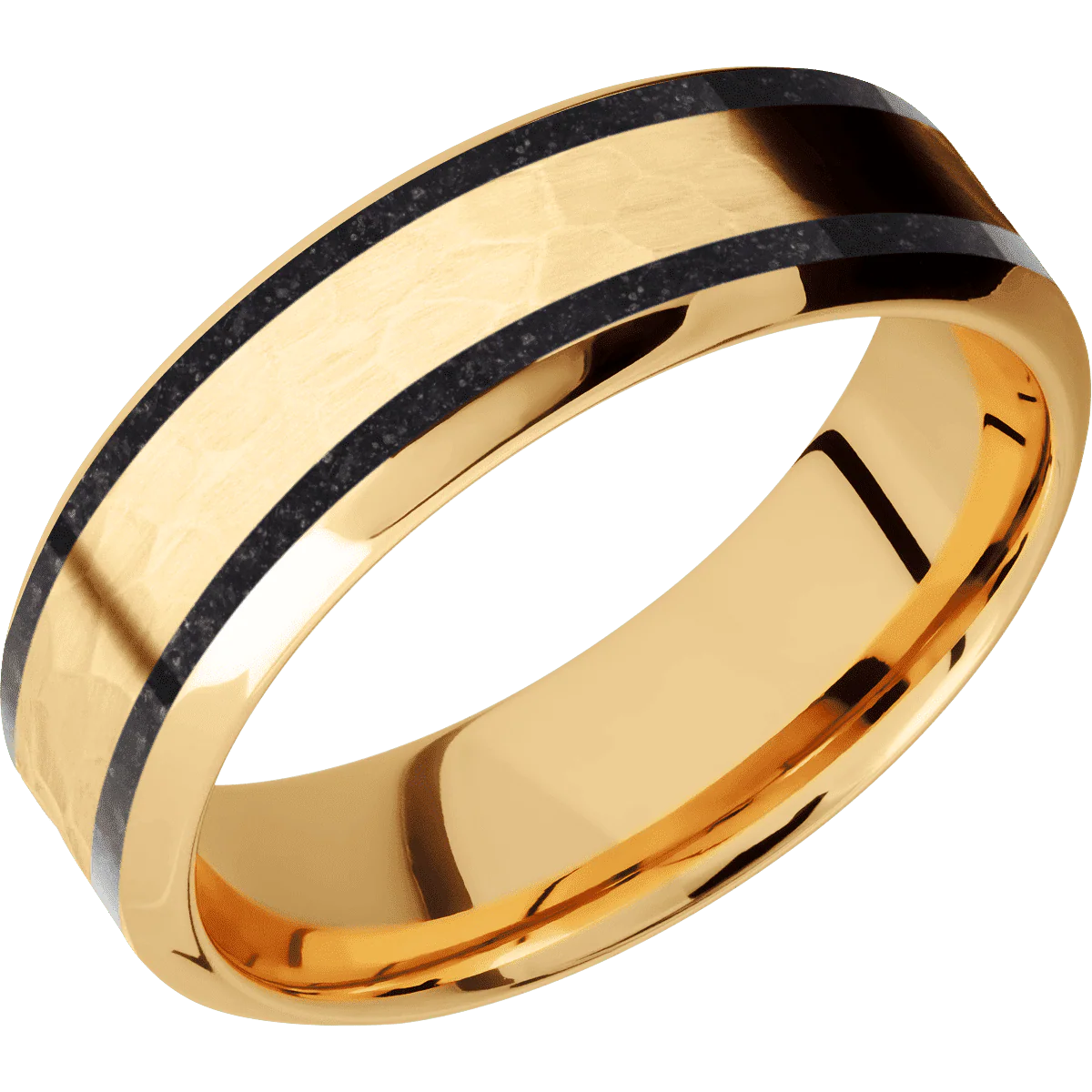 18K Yellow Gold + Hammer , Polish Finish - Image 2