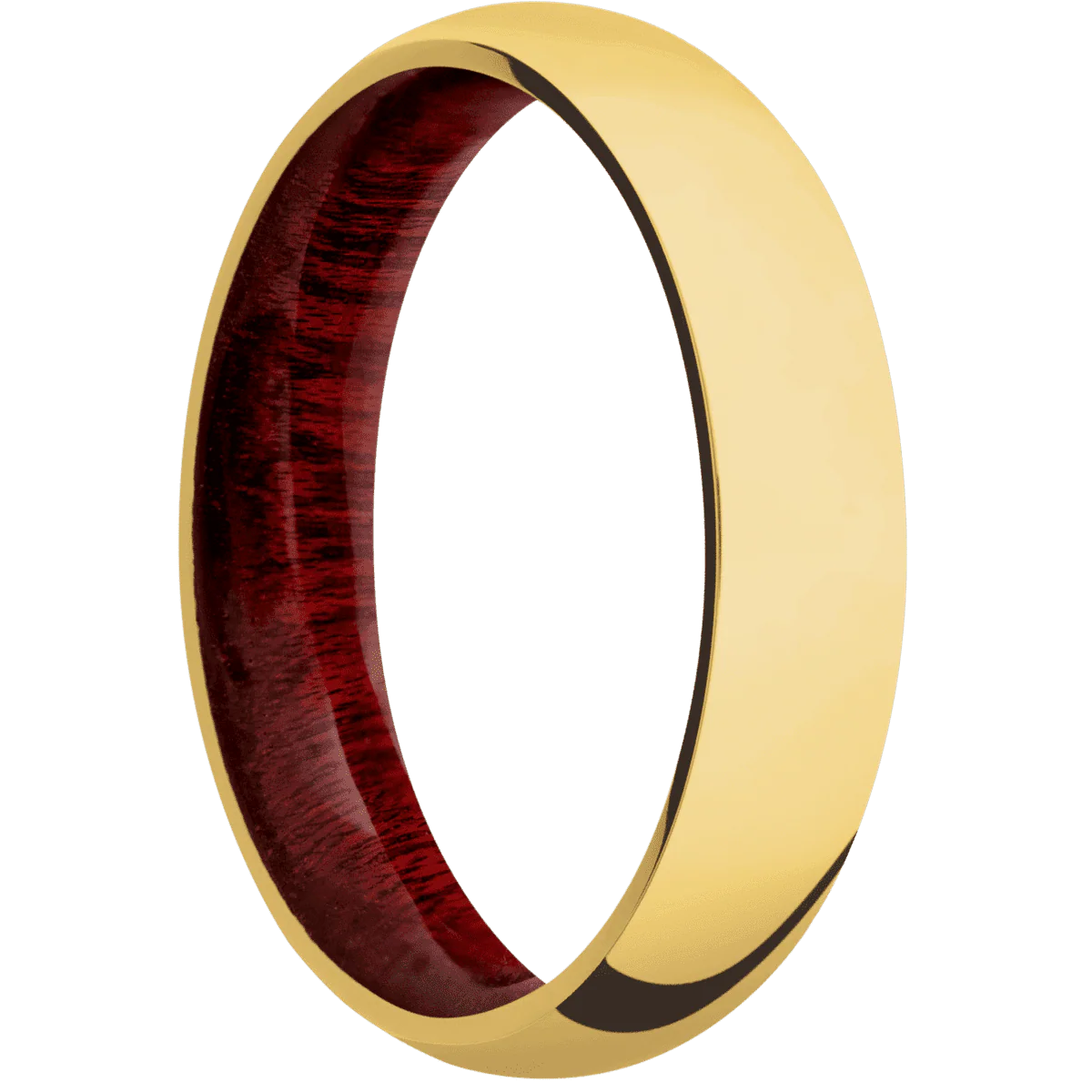 18K Yellow Gold + Polish Finish + Blood Wood