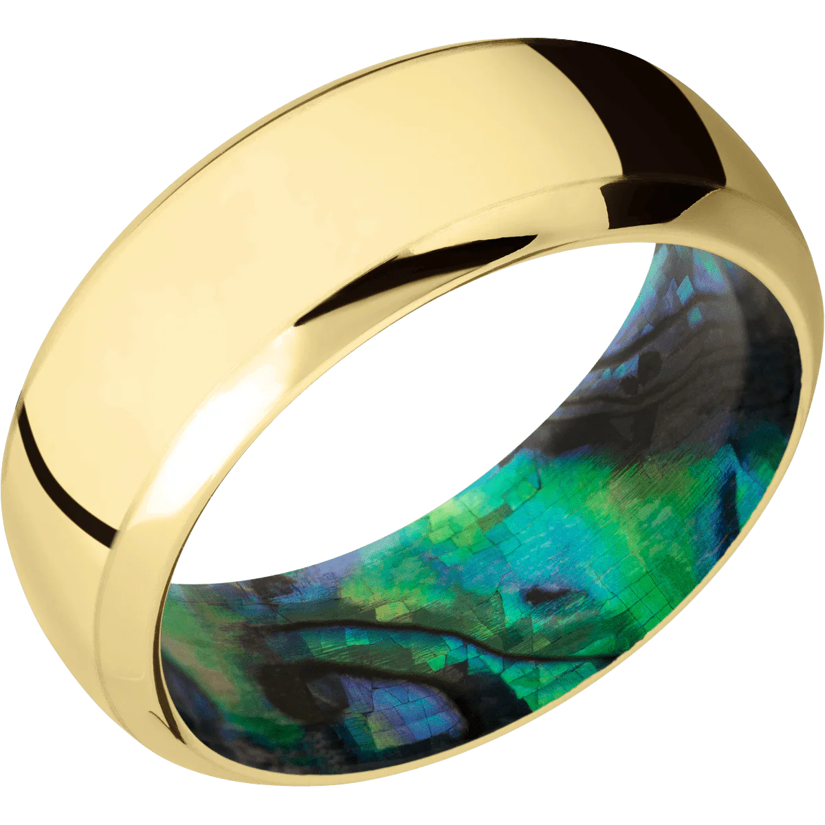 18K Yellow Gold + Polish , Polish Finish + Abalone - Image 2