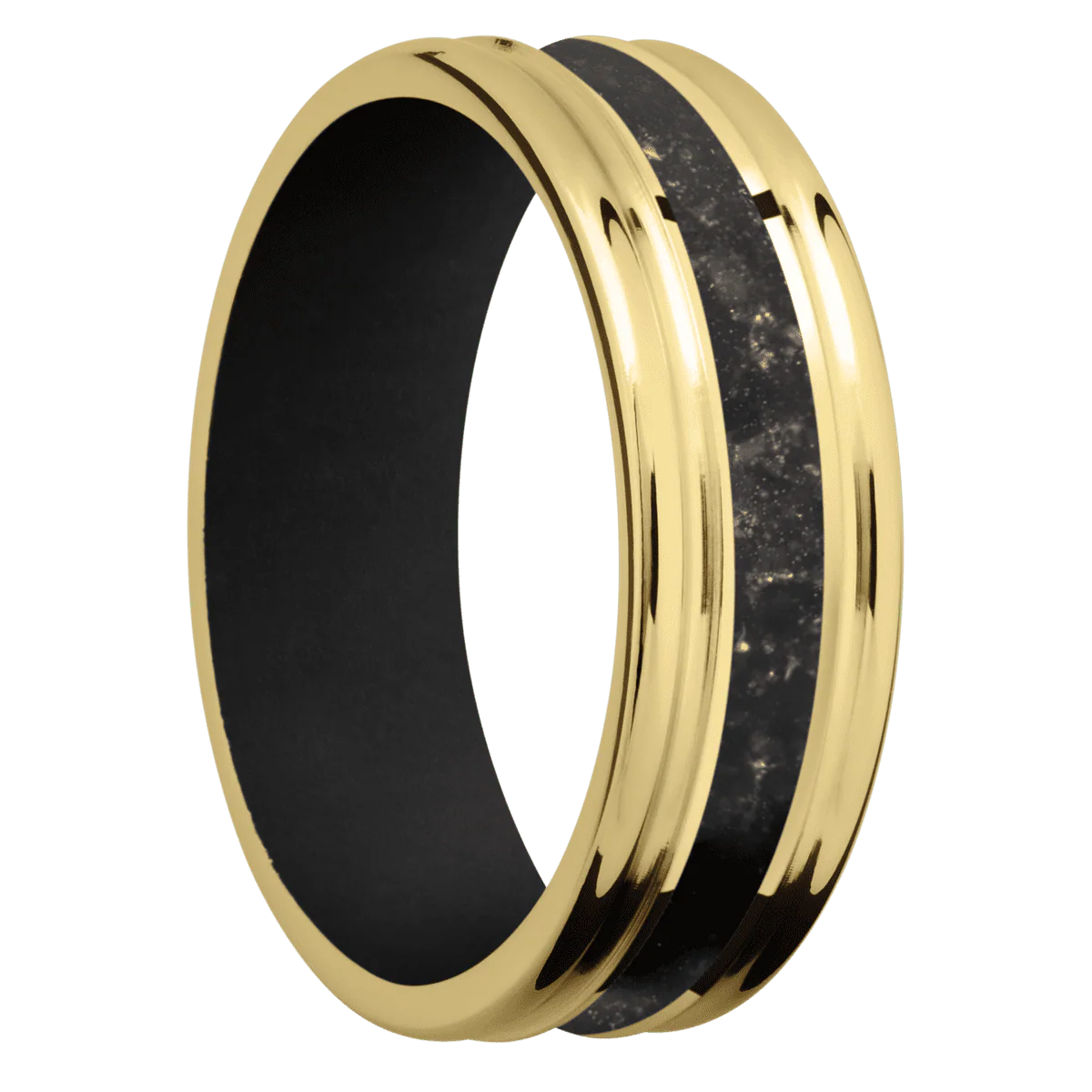 18K Yellow Gold + Polish , Polish Finish + Black