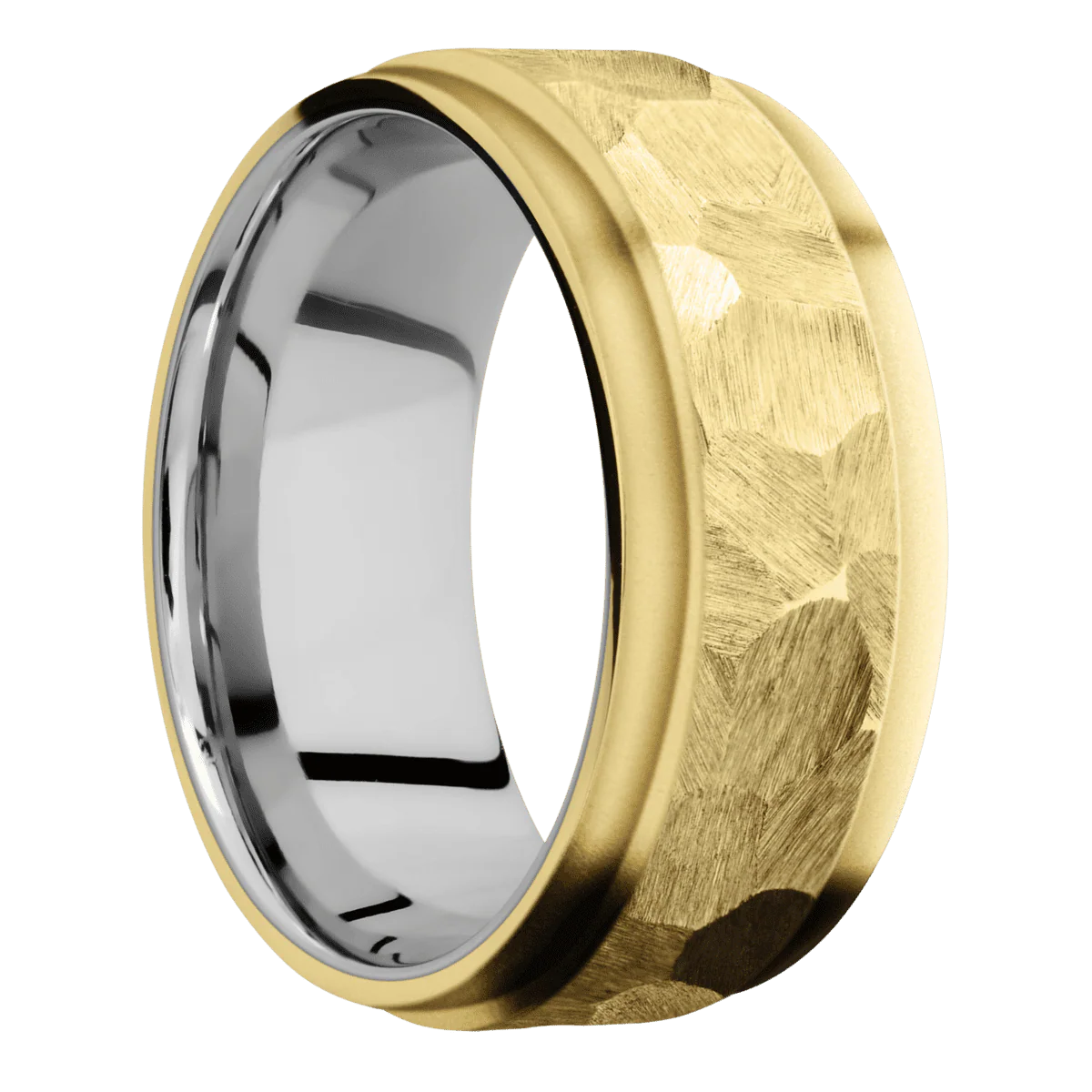 18K Yellow Gold + Rock , Bead Finish + Titanium
