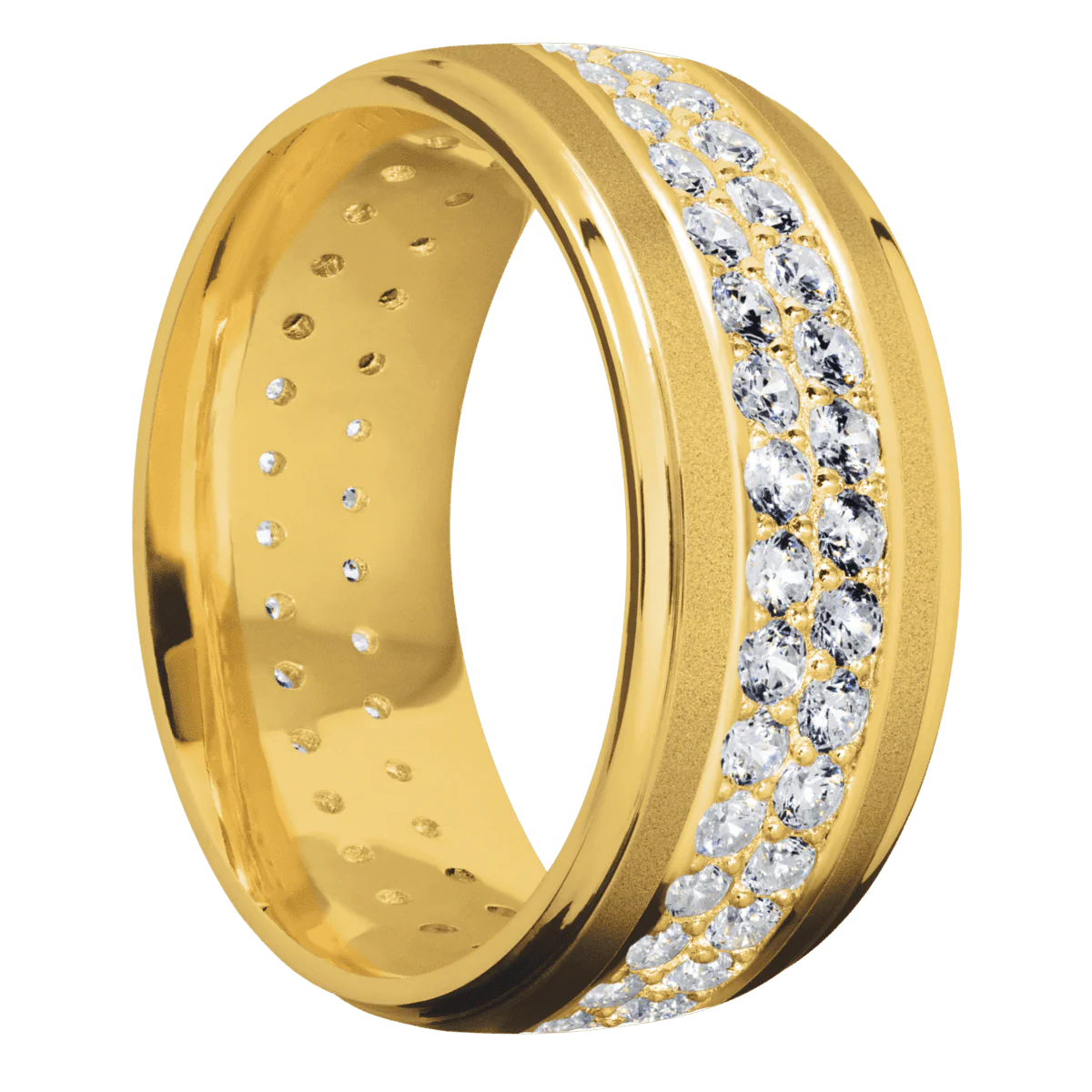 18K Yellow Gold + Sand , Polish Finish