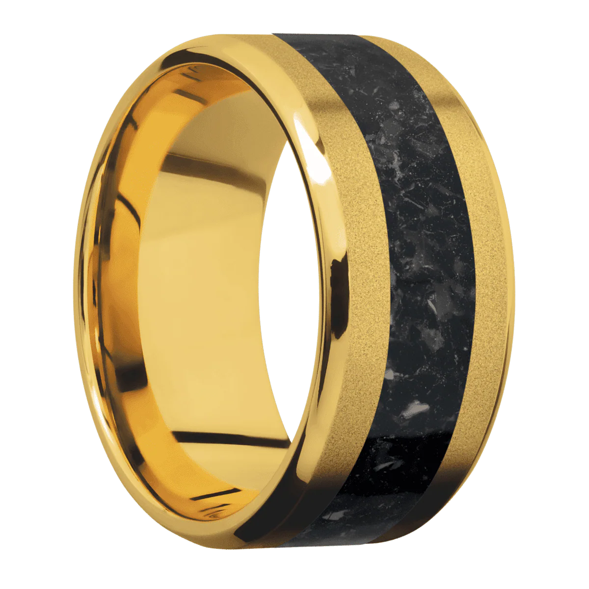 18K Yellow Gold + Sand , Polish Finish