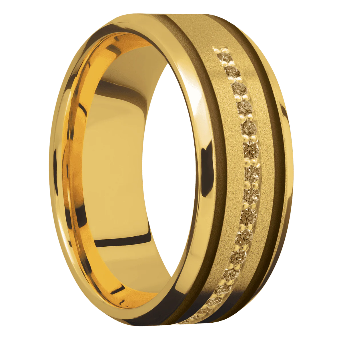 18K Yellow Gold + Sand , Polish Finish