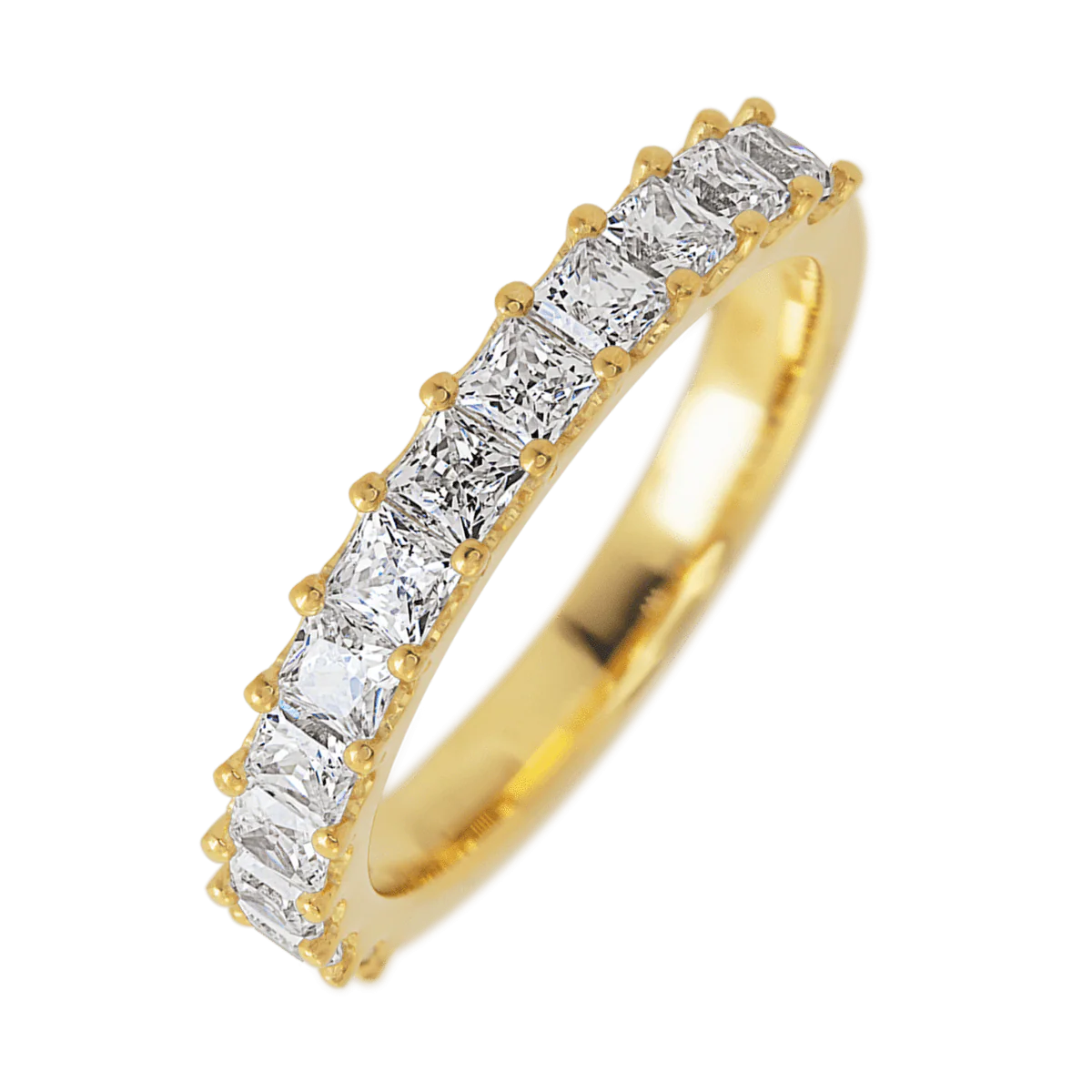 22K Yellow Gold band with 13 Princess Lab Grown Diamond having TCW-1.3