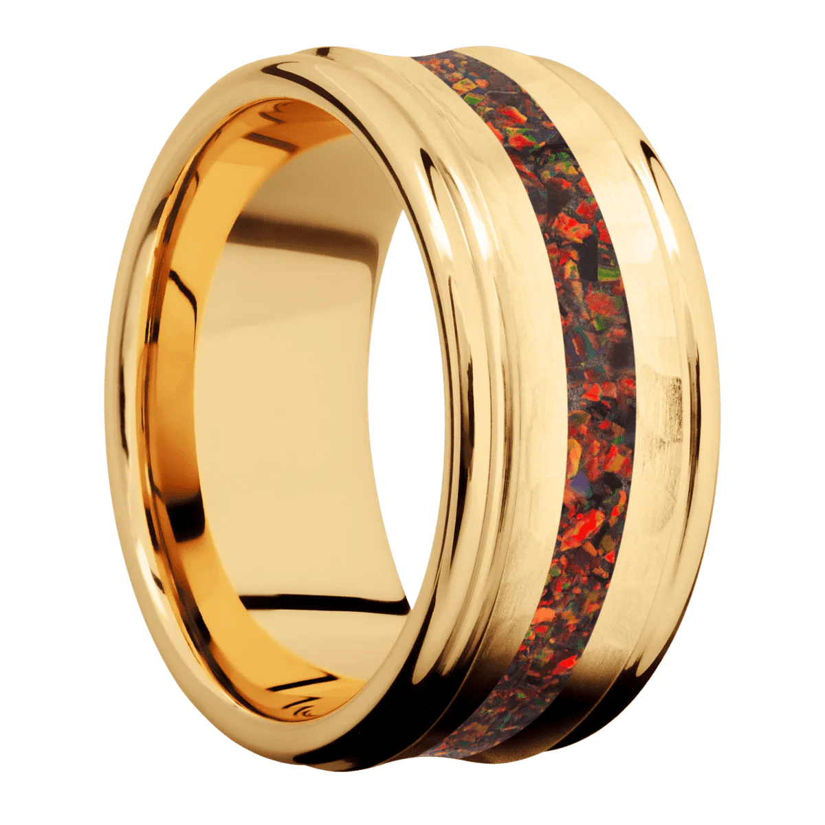 22K Yellow Gold + Hammer , Polish Finish