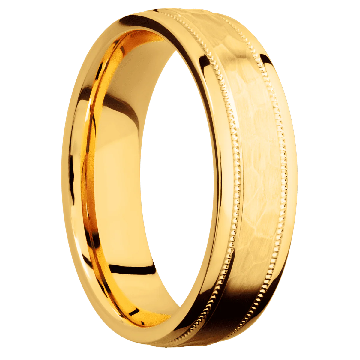 22K Yellow Gold + Hammer , Polish Finish