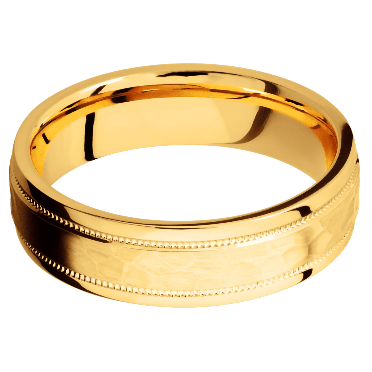 22K Yellow Gold + Hammer , Polish Finish - Image 3